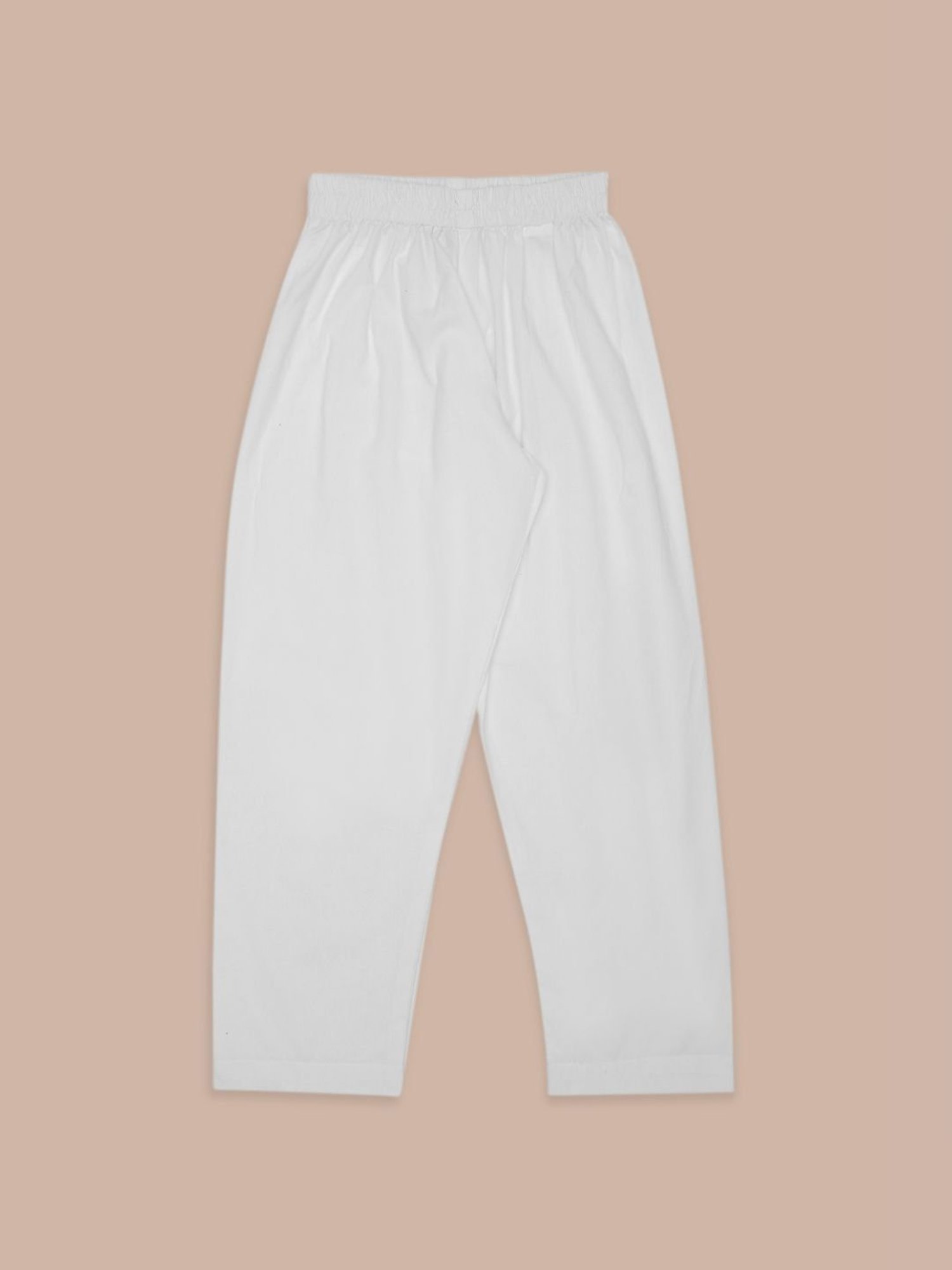 Indus Route by Pantaloons Kids Pink & White Cotton Self Pattern Full Sleeves Kurta Set