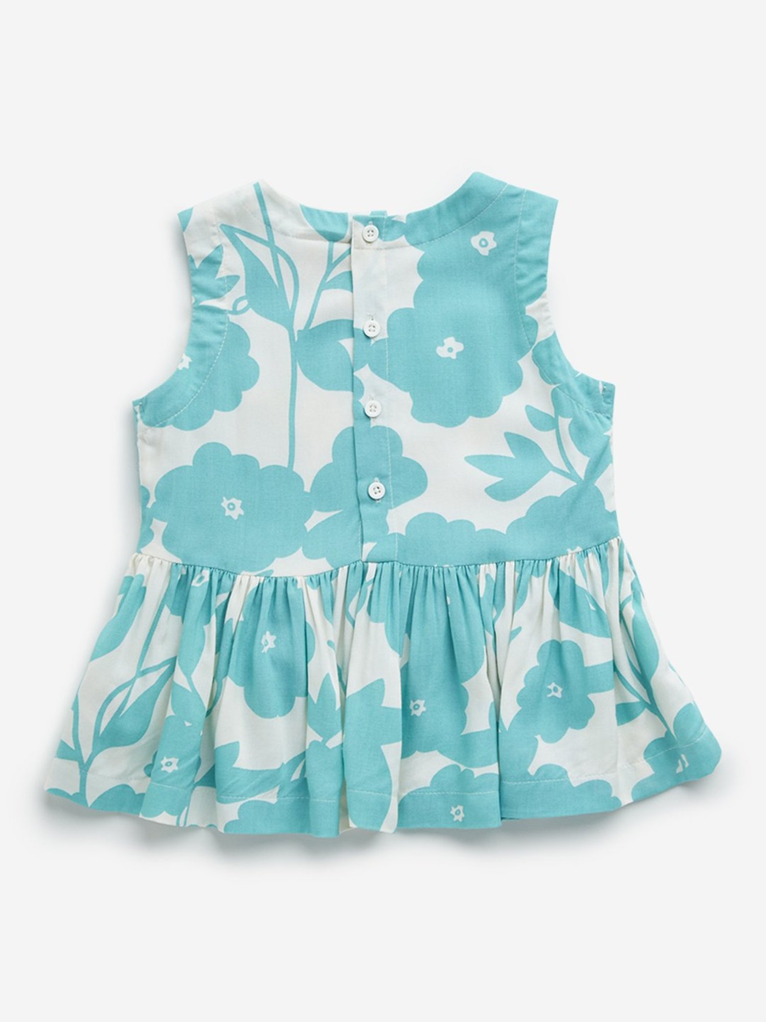 Utsa Kids by Westside Aqua Floral Print Peplum Top