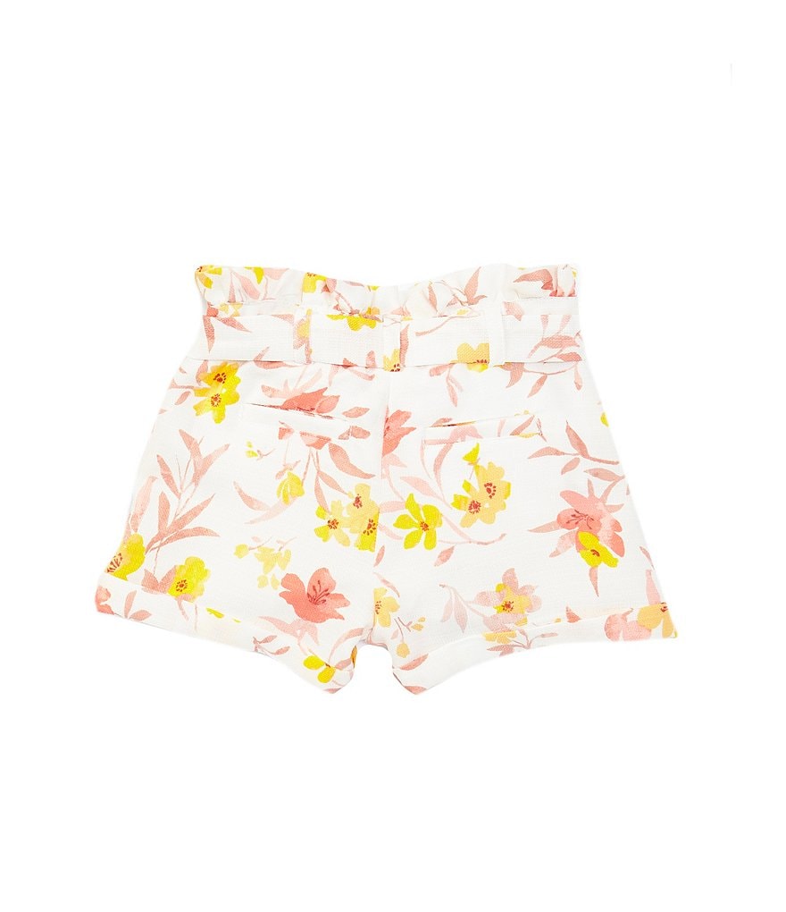 GB GB Girls Little Girls 2T-6X Floral Paperbag-Waist Short
