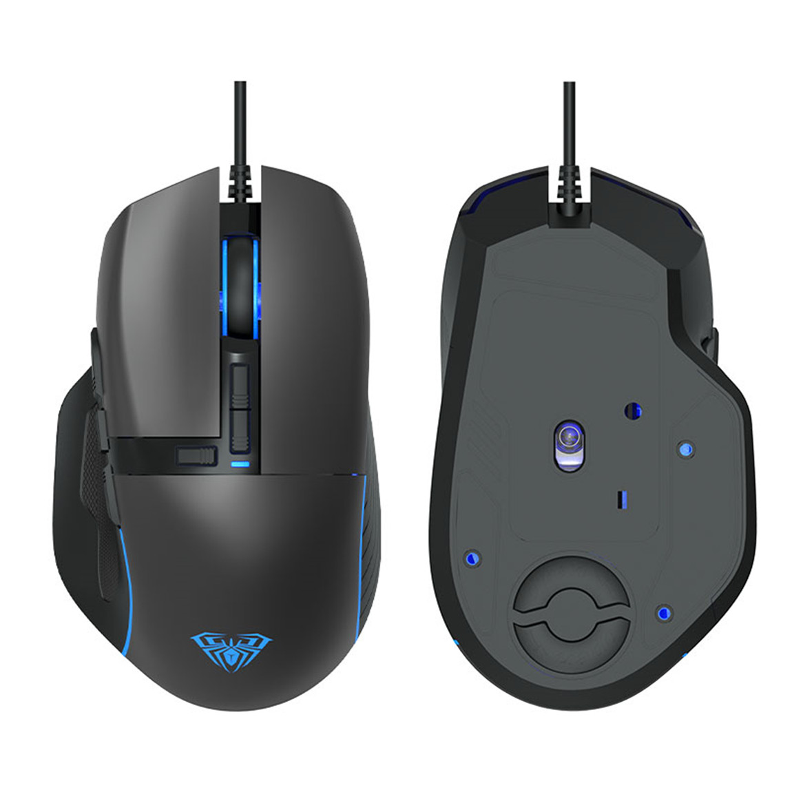 AULA RGB Gaming Mouse with Side Buttons Macro Programming 10000 DPI Adjustable 14 Key Wired USB Backlit Mouse for Desktop Laptop - H510 White