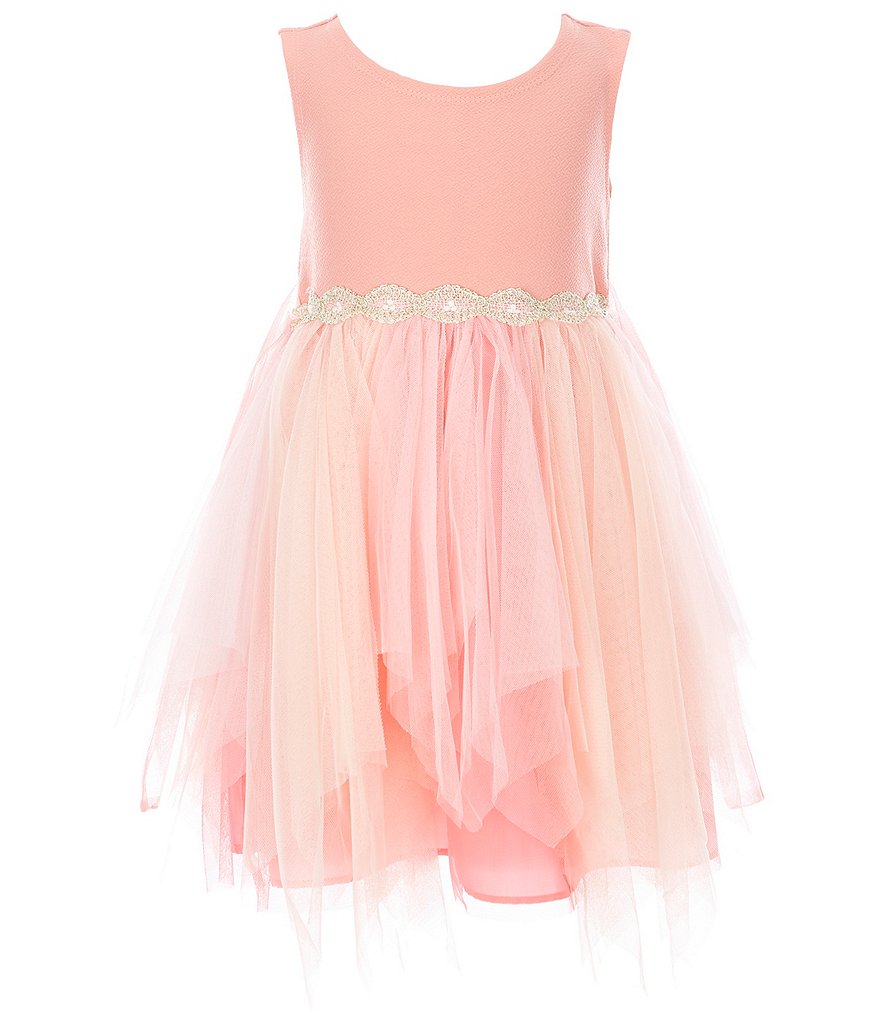 Bonnie Jean Little Girls 4-6X Short-Sleeve Cardigan & Foiled Textured Knit/Mesh Fit-And-Flare Dress Set