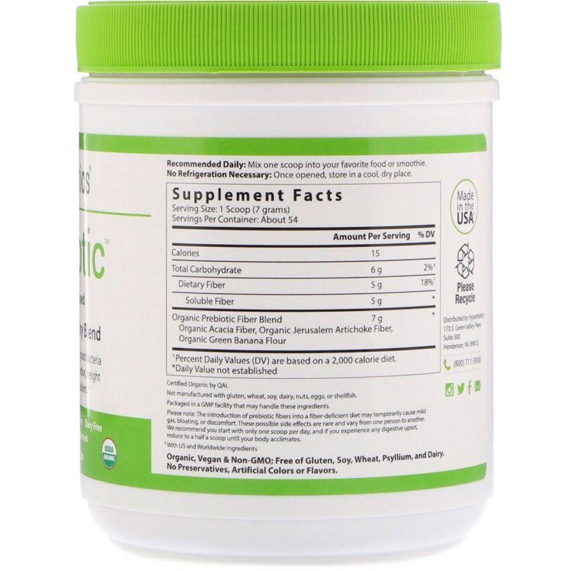 Hyperbiotics Prebiotic, Organic Proprietary Blend, 13.23 oz (375 g), Probiotics