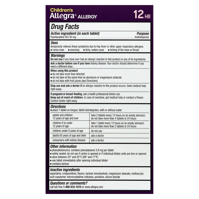 Children's Allegra Allergy Relief Dissolving Tablets - Fexofenadine Hydrochloride - Orange Cream - 24ct