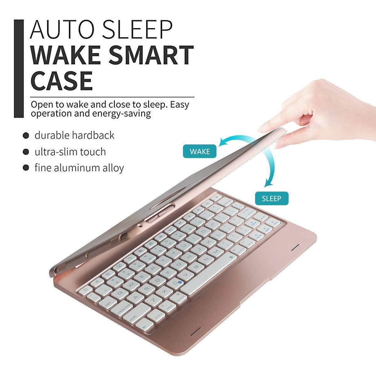 iPad Keyboard Case for iPad Pro 9.7 Inch, New 2018 iPad, 2017 iPad, iPad Air 1 and 2 Bluetooth Keyboard with 130&deg; Smart Folio Hard Back Cover, Ultra Slim, Auto Wake and Sleep (Rose Gold)