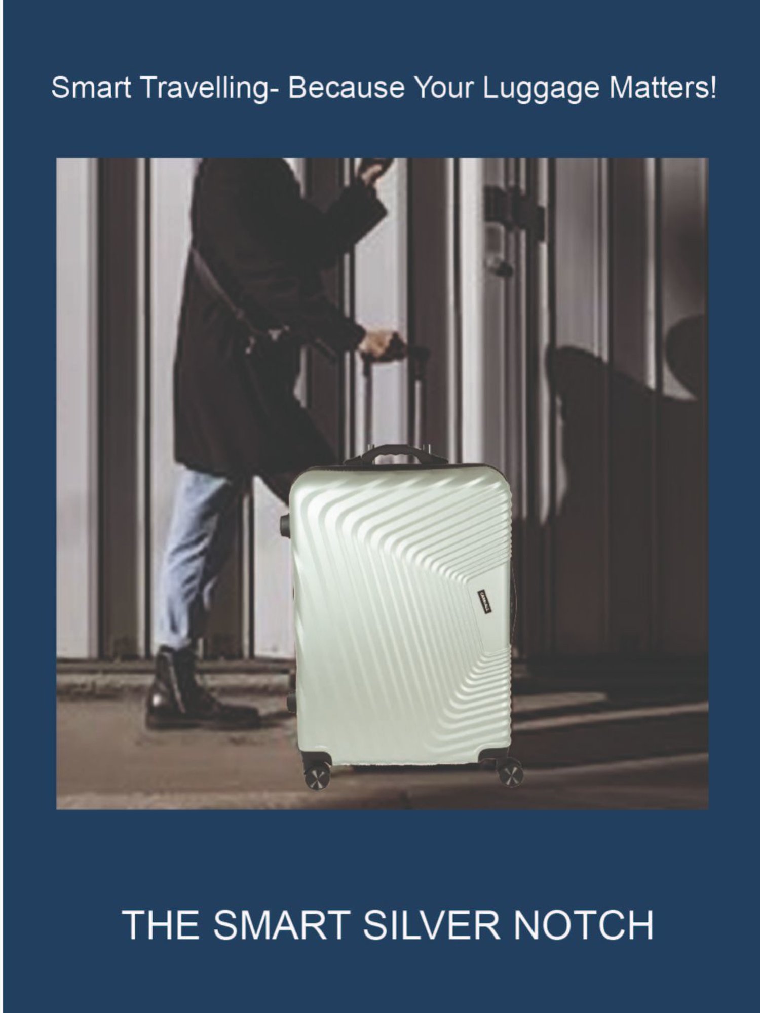 Carriall Silver 8 Wheel Medium Hard Checked Luggage - 44.5 cm