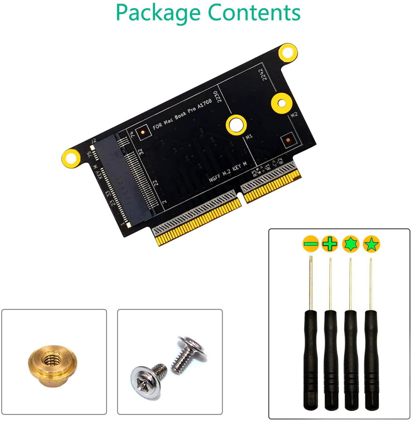 NGFF M.2 NVMe Key M 2230/2242 Type Adapter for MacBook A1708 Model