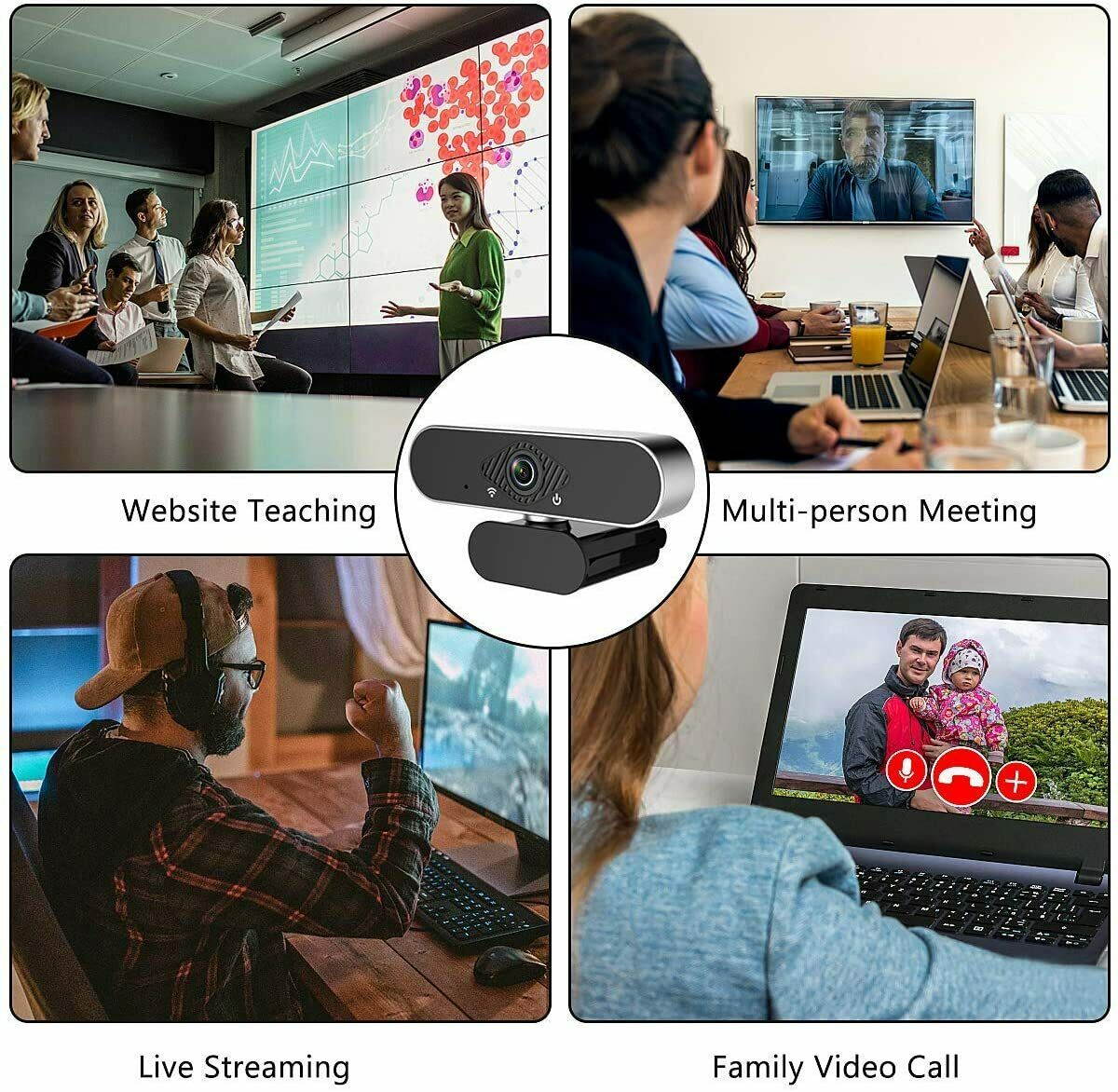 1080P HD Webcam with Microphone, easyday Web Cam USB Camera Computer Streaming Webcam for Video Calling Recording Conferencing