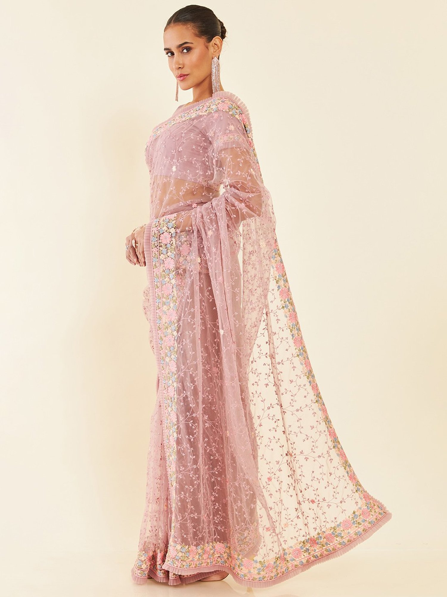 Unnati Silks Red Silk Printed Saree With Unstitched Blouse