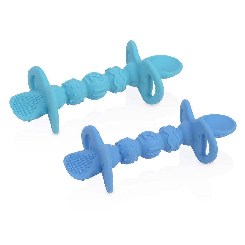 Nuby 2pk Dipeez Spoon - Blue/Aqua
