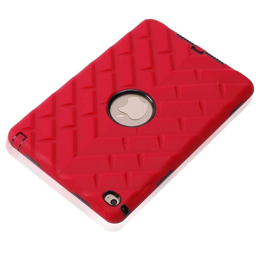 iPad mini 4 Case, iPad A1538/A1550 Case, Hocase Rugged Shockproof Anti-Slip Hybrid Hard Shell+Silicone Rubber Bumper Protective Case for Apple iPad mini 4th Generation 2015 - Red / Black