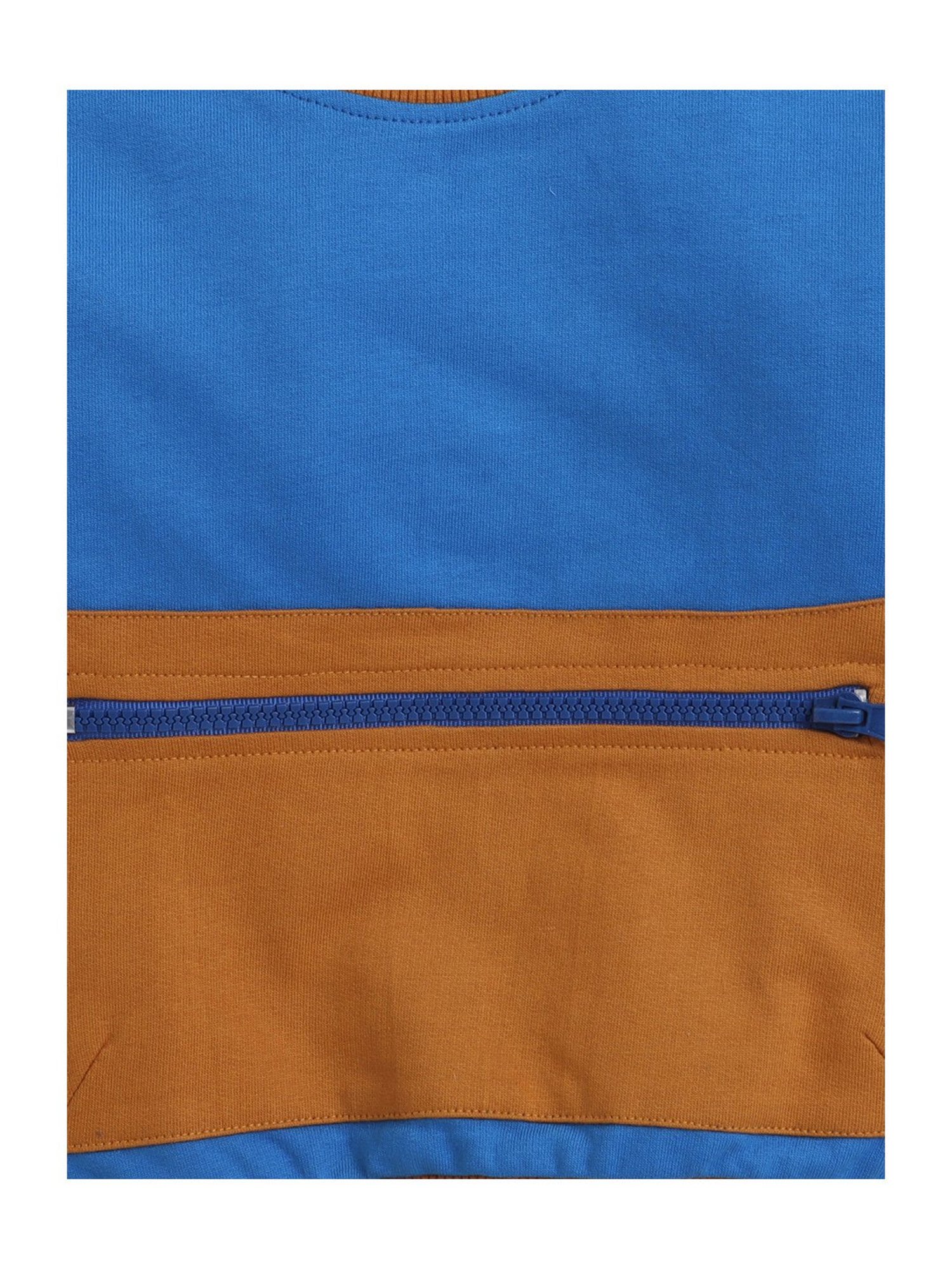 Bumzee Kids Blue Solid Full Sleeves Sweatshirt