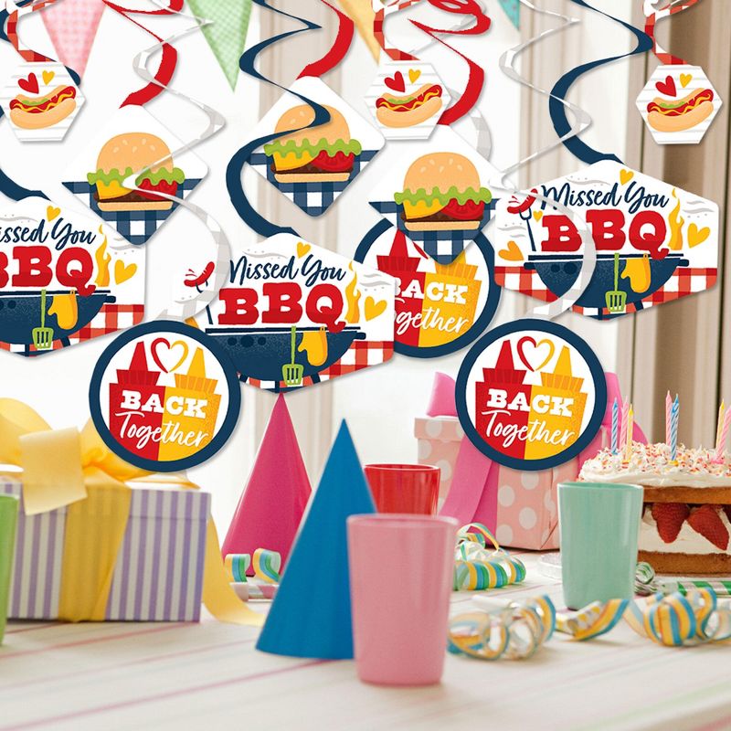 Big Dot of Happiness Missed You BBQ - Backyard Summer Picnic Party Hanging Decor - Party Decoration Swirls - Set of 40