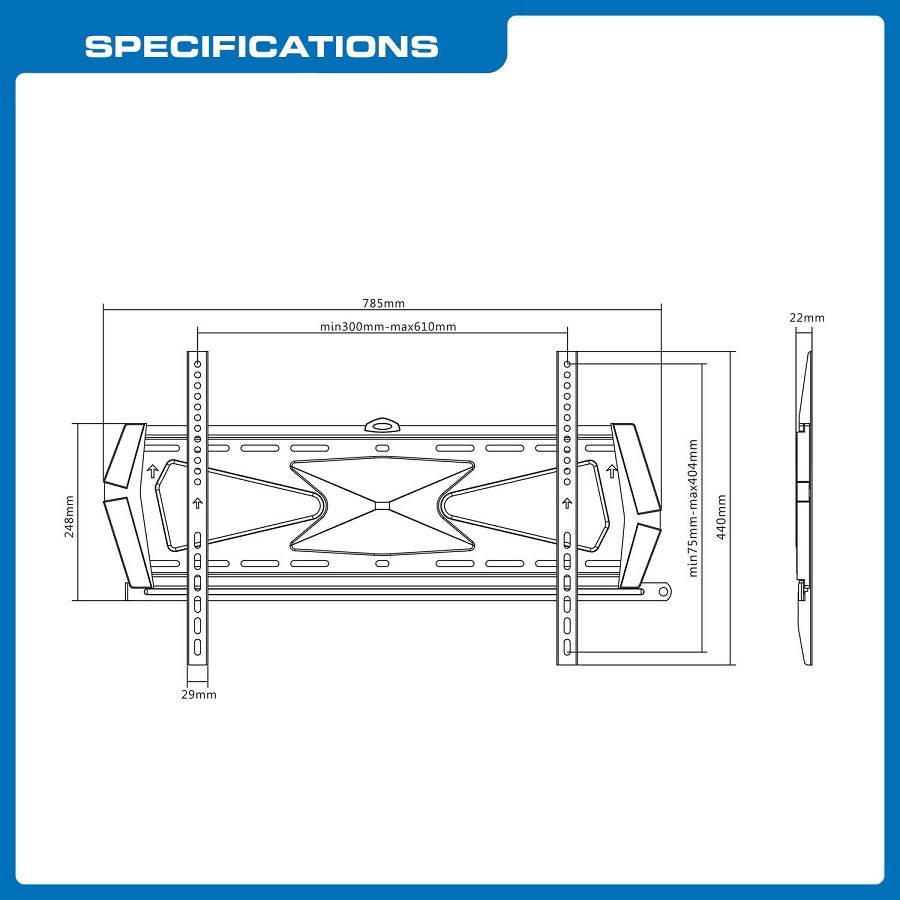 QualGear&reg; Heavy Duty Fixed TV Wall Mount for 37 to 70 Inch Flat Panel and Curved TVs, Black (QG-TM-030-BLK) [UL Listed]
