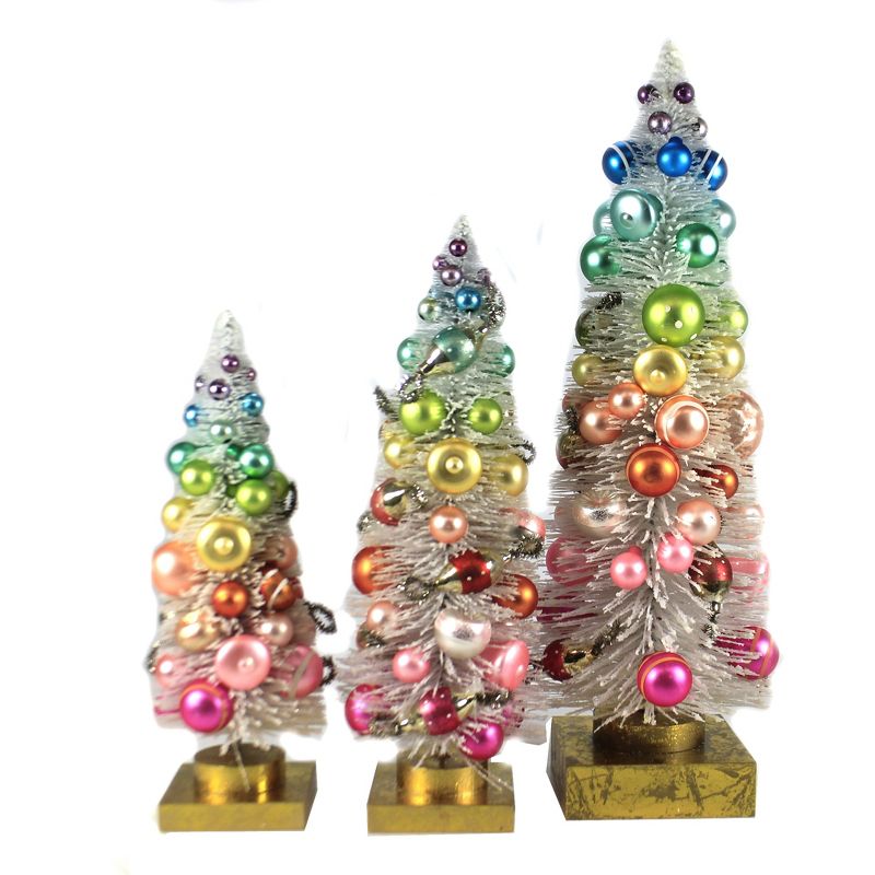 Christmas 16.5" White Rainbow Trees Putz  Village Retro  -  Decorative Figurines