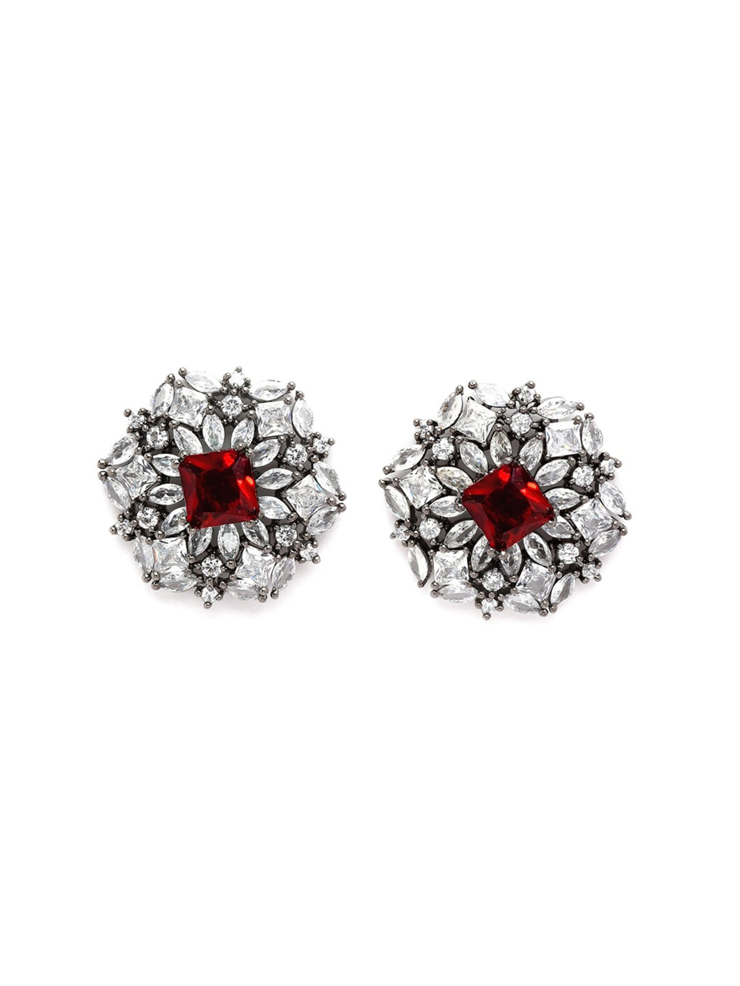 Karatcart Red Stud Earrings for Women