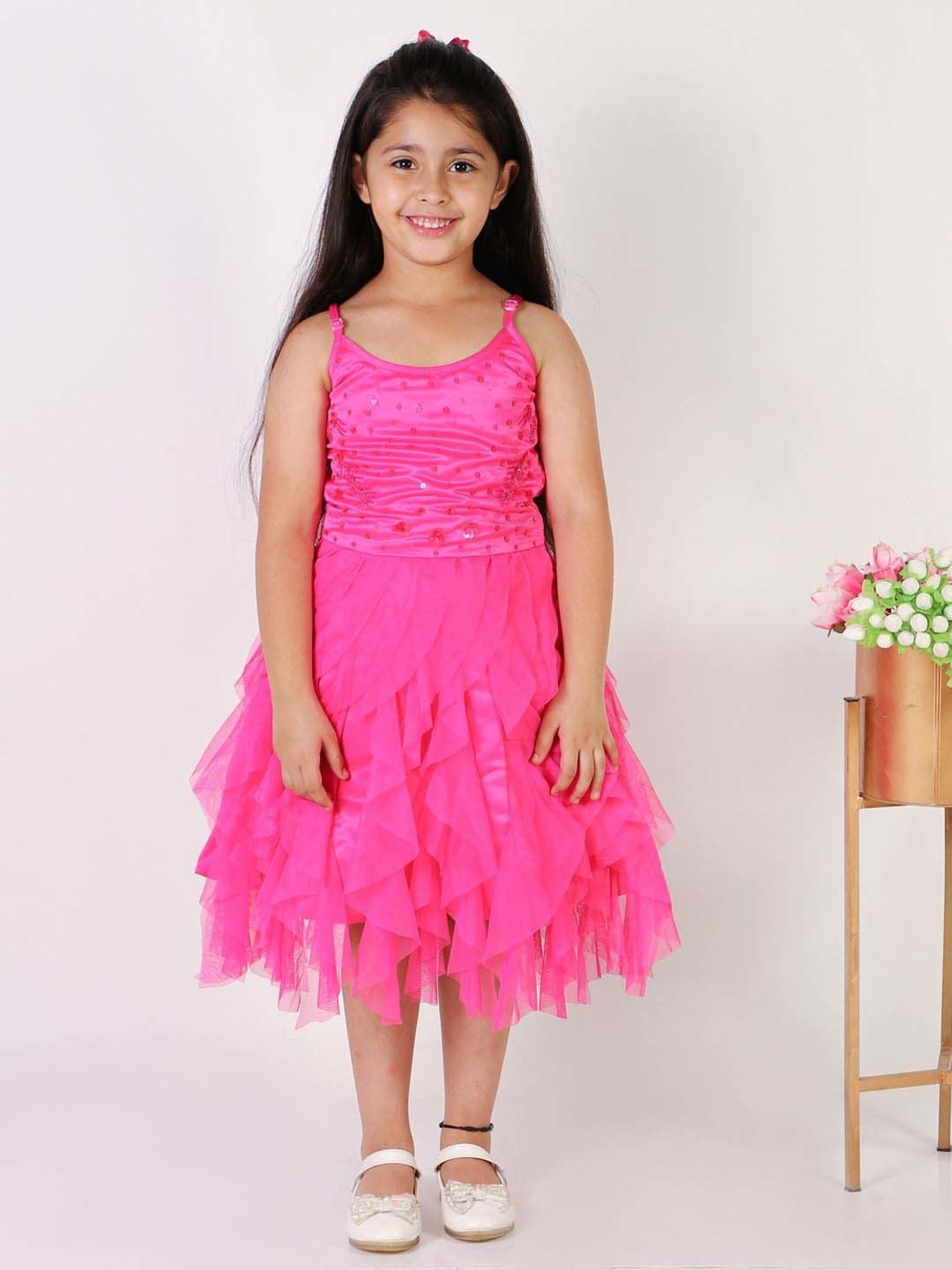 KidsDew Magenta Pink Embellished Dress