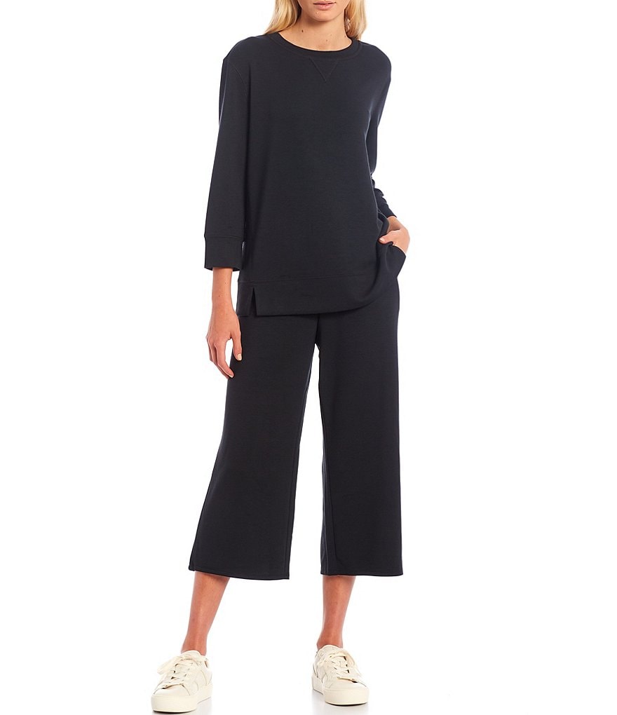 Westbound Soft Touch Wide Leg Cropped Coordinating Drawstring Pants