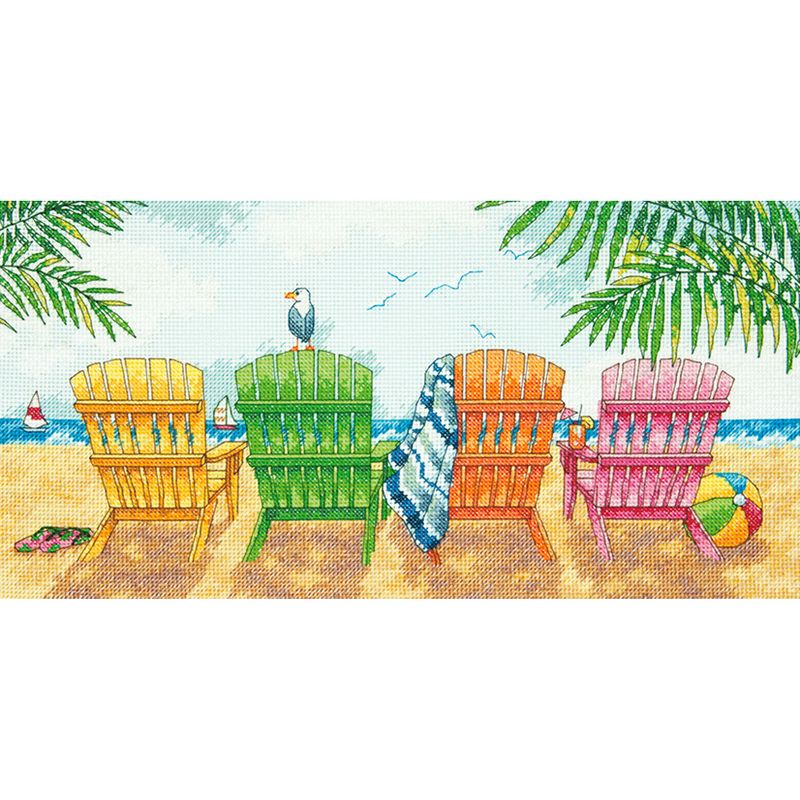 Dimensions Counted Cross Stitch Kit 7"X14"-Beach Chairs (14 Count)