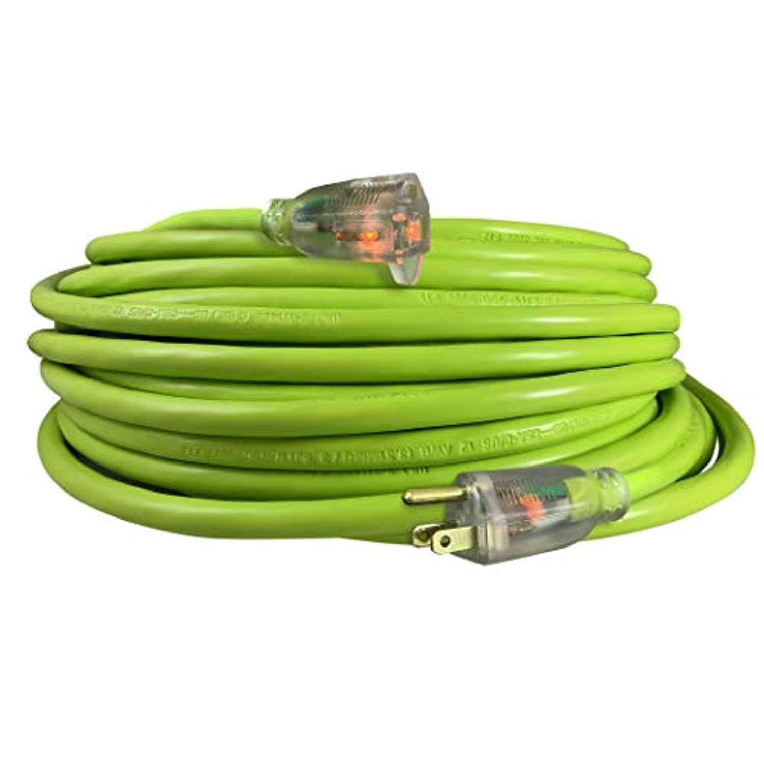 usw 14/3 cold weather extension cord w/ 2 lighted ends, 50ft, safety green