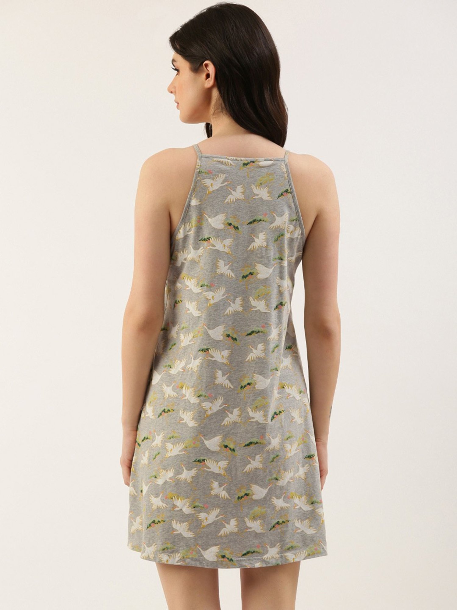 Clt.s Grey Cotton Printed Night Dress