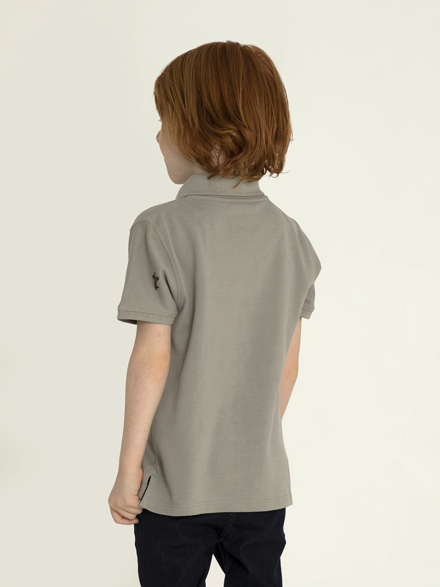 Cherry Crumble By Nitt Hyman Kids Grey Embroidered  Polo