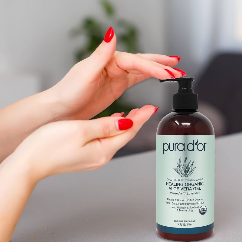 Pura d'or Healing Organic Aloe Vera Gel - Lavender - 16 fl oz