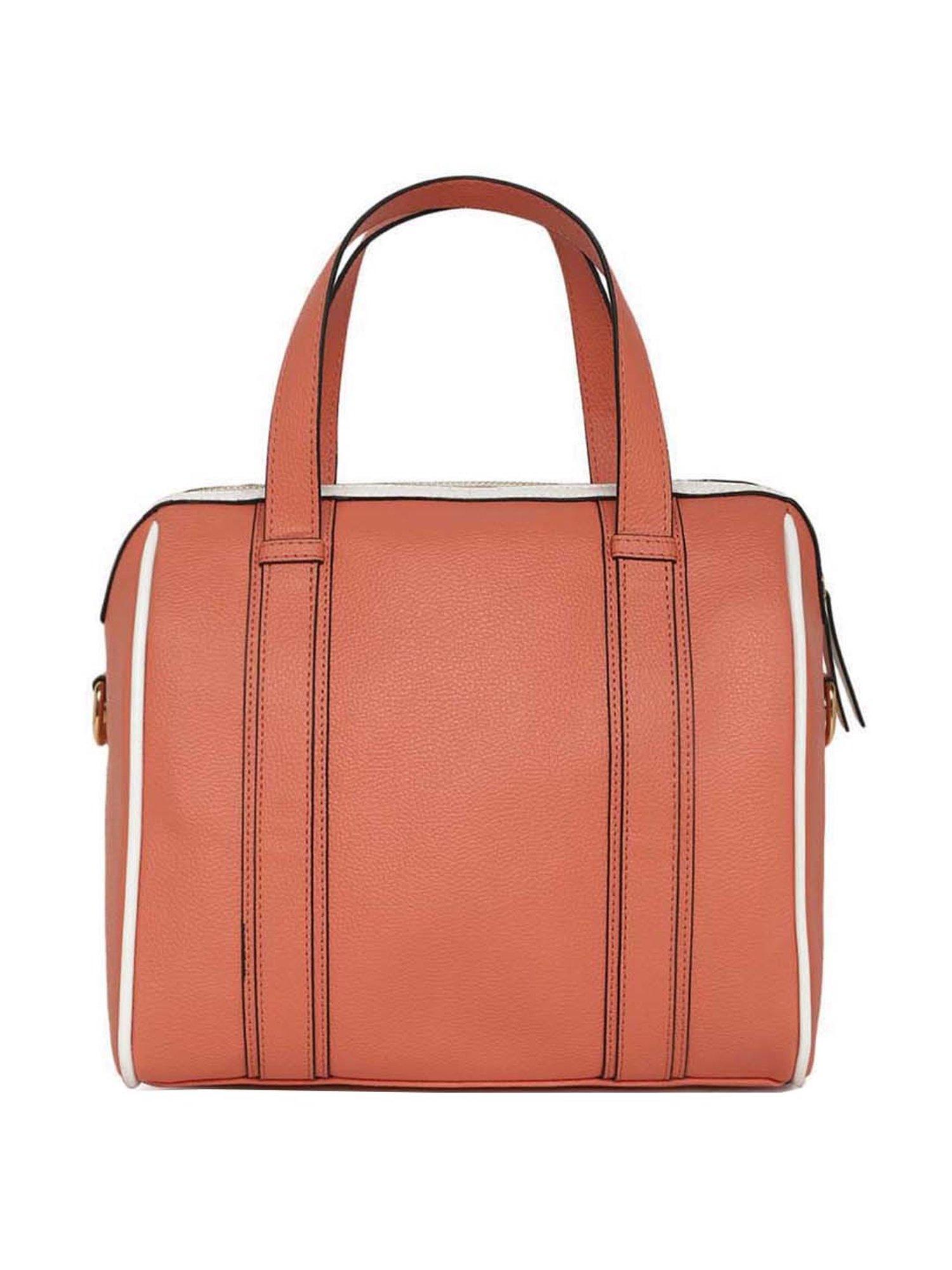 KLEIO Peach Solid Medium Bowler Handbag