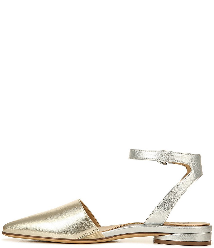 Naturalizer Hartley Ankle Strap Metallic Leather Pointed Toe Flats