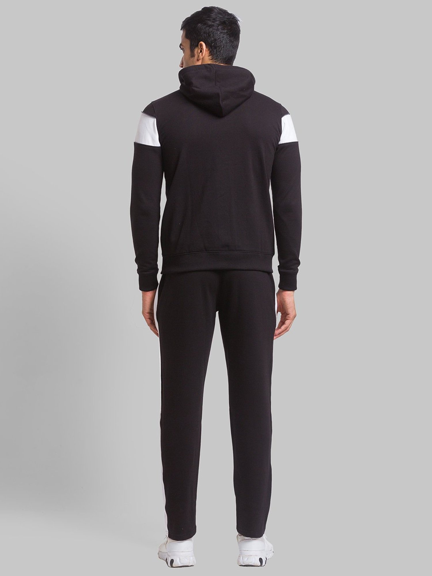 Parx Black & White Regular Fit Colour Block Tracksuit