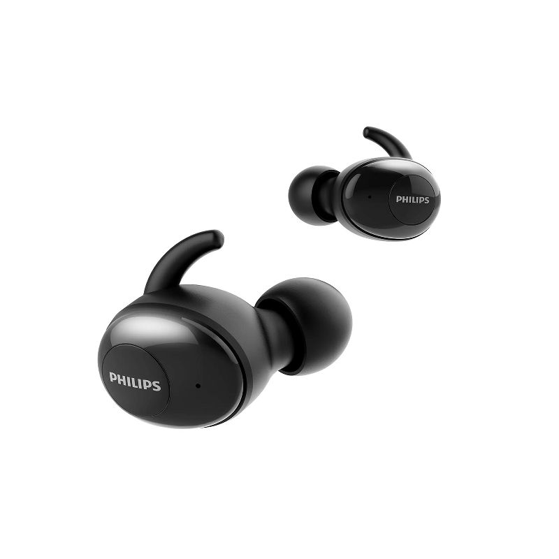 Philips T3215 Bluetooth 5.1 Wireless in-Ear Earbuds, TWS Stereo Headphones, IPX4, Up to 24 (6 + 18) hrs of Playtime (USB-C Charging), Black (TAT3215BK)