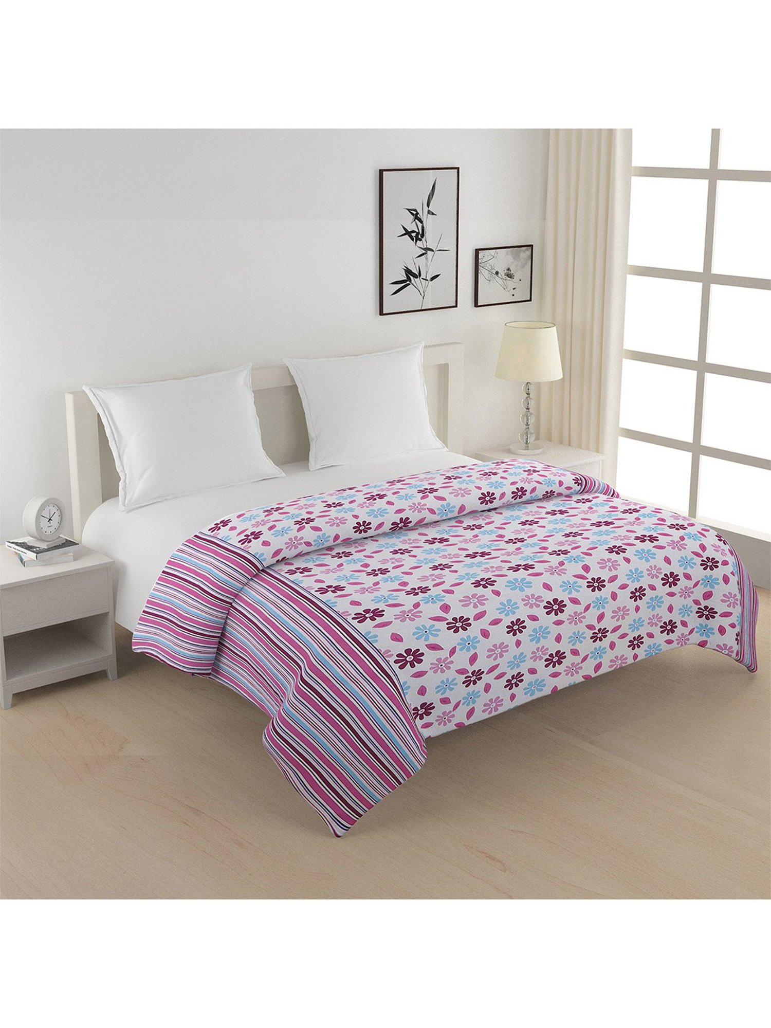 Swayam Vedic Brown & Pink Cotton 144 TC Double AC Comforter