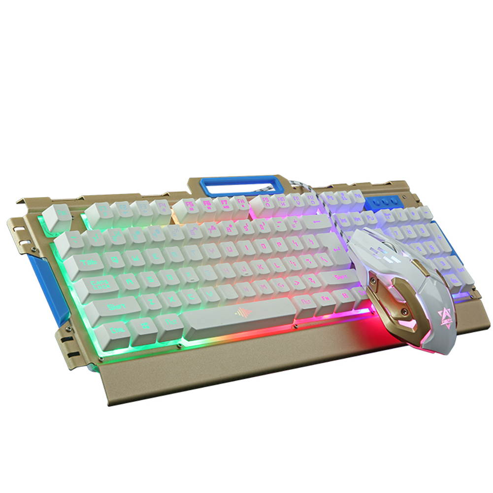 UrChoiceLtd&reg; 2017 New K-33 Wired LED Backlit Multimedia Ergonomic Usb Gaming Keyboard Metal Waterproof + Wired 1200DPI / 1600DPI / 2400DPI / 3200DPI Backlit Optical Usb Gaming Mouse Sets For Computer