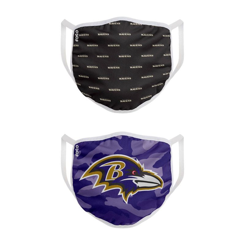 NFL Baltimore Ravens Youth Face Covering 2pk