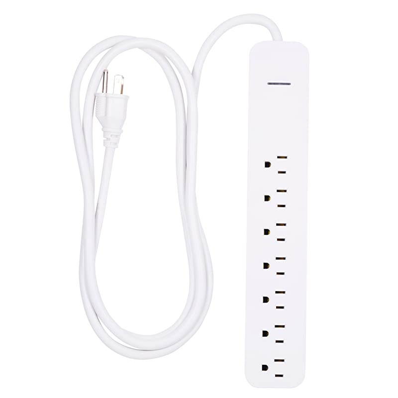 Power Strip Sur Protector 7 Outlets Long Power Cord 6ft Wall Mount Warranty White 36359