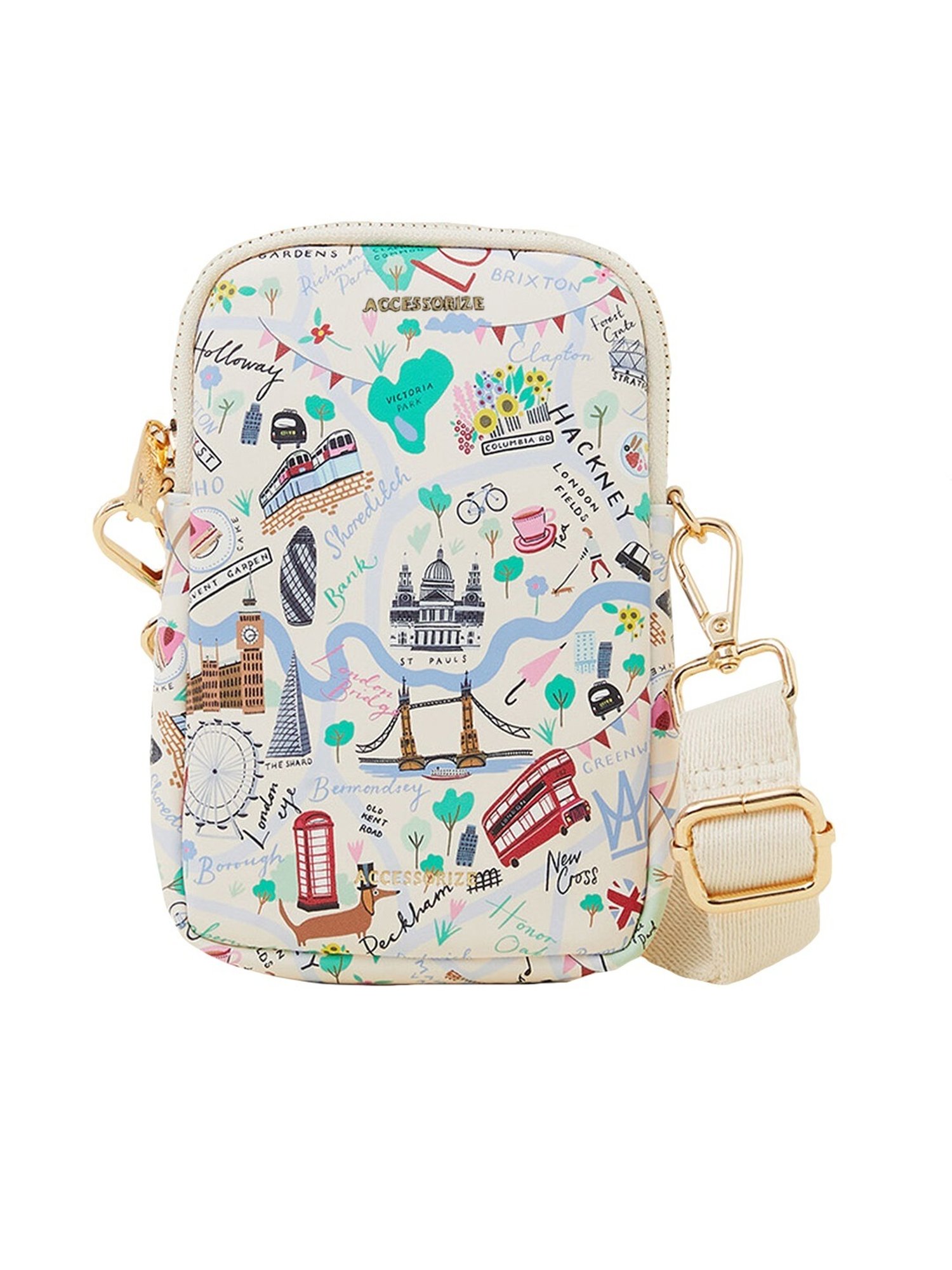 Accessorize London Beige Printed Mobile Pouch