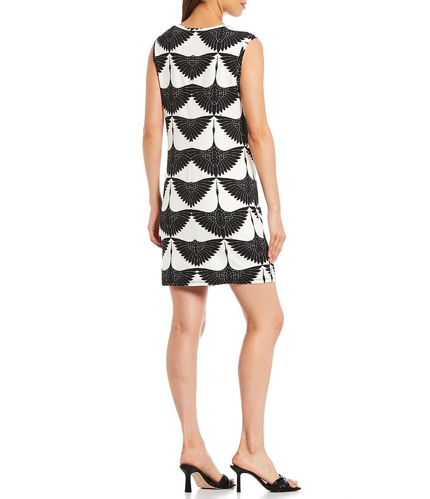 Trina Turk Zinnia Crew Neck Sleeveless Geo Print Sheath Dress