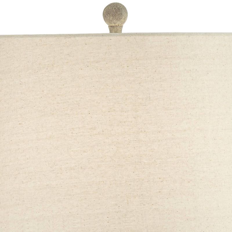 John Timberland Rustic Table Lamp Southwest Style Pattern Oatmeal Fabric Drum Shade for Living Room Bedroom Bedside Office Family