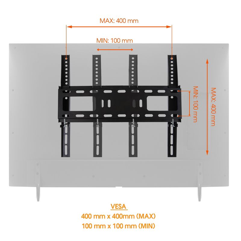 MegaMounts Heavy Duty Matte Black Finish Fixed Television Wall Mount