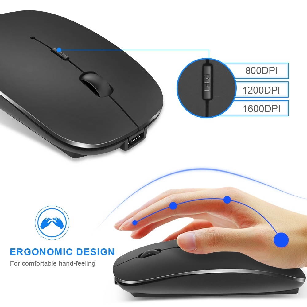 Gaming Mouse, iMICE  E-1300 4 Keys 1600DPI Luminous Wireless Silent Desktop Notebook Mini Mouse, Style:Dual-modes Luminous Edition
