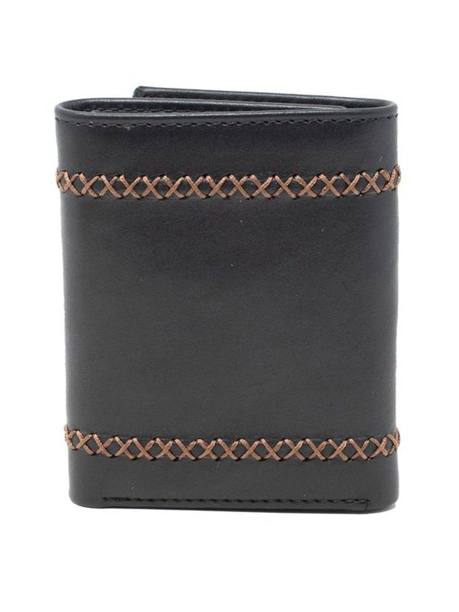 Tohl Black Casual Leather Tri-Fold Wallet for Men