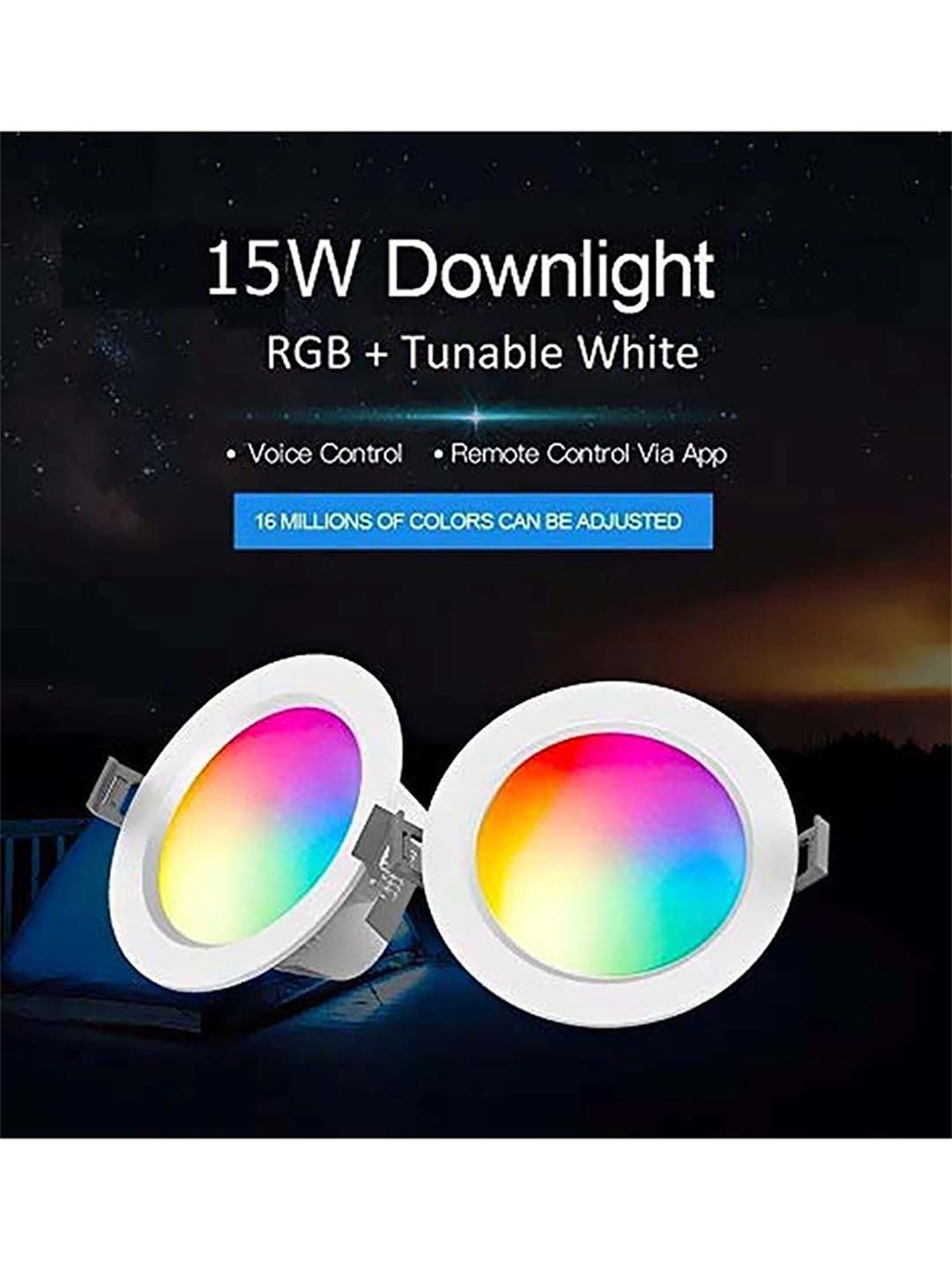 HomeMate 15W Smart Downlight Works with Google Assistant and Alexa (Multicolor)