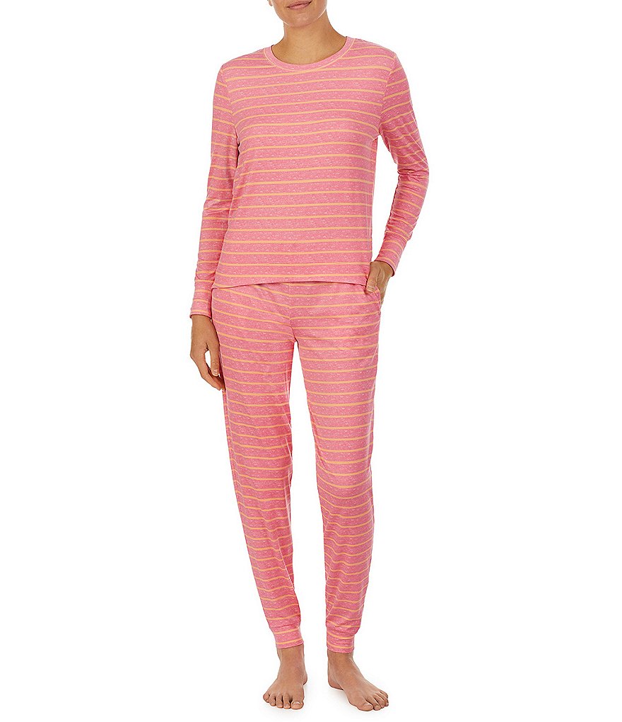 Jane & Bleecker New York Striped Print Cozy Jersey Knit Coordinating Pajama Set