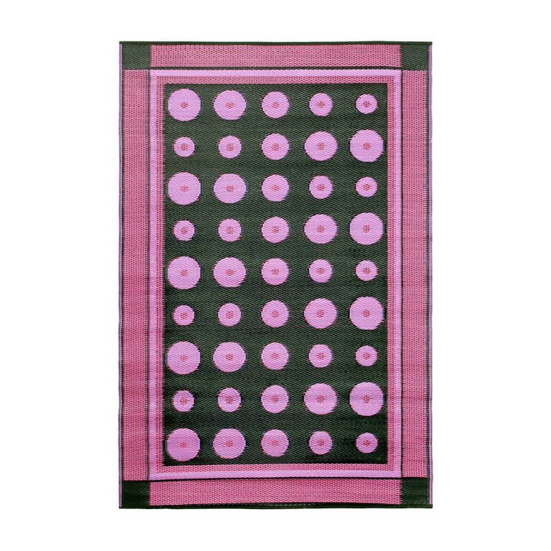 72" x 50" Cinquefoil Indoor Outdoor Floor Mat Berry - ACHLA Designs