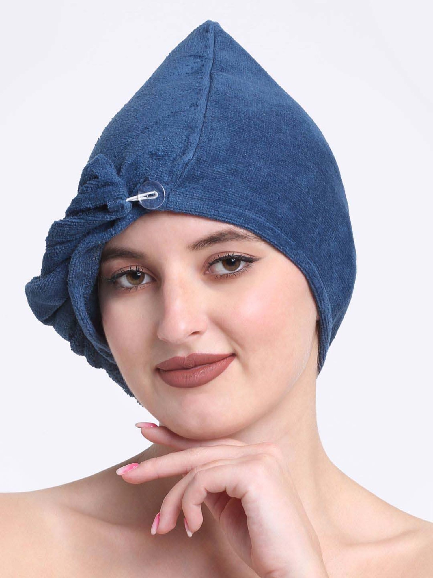 Creeva Luxury Teal Blue Cotton 380 GSM Hair Wrap