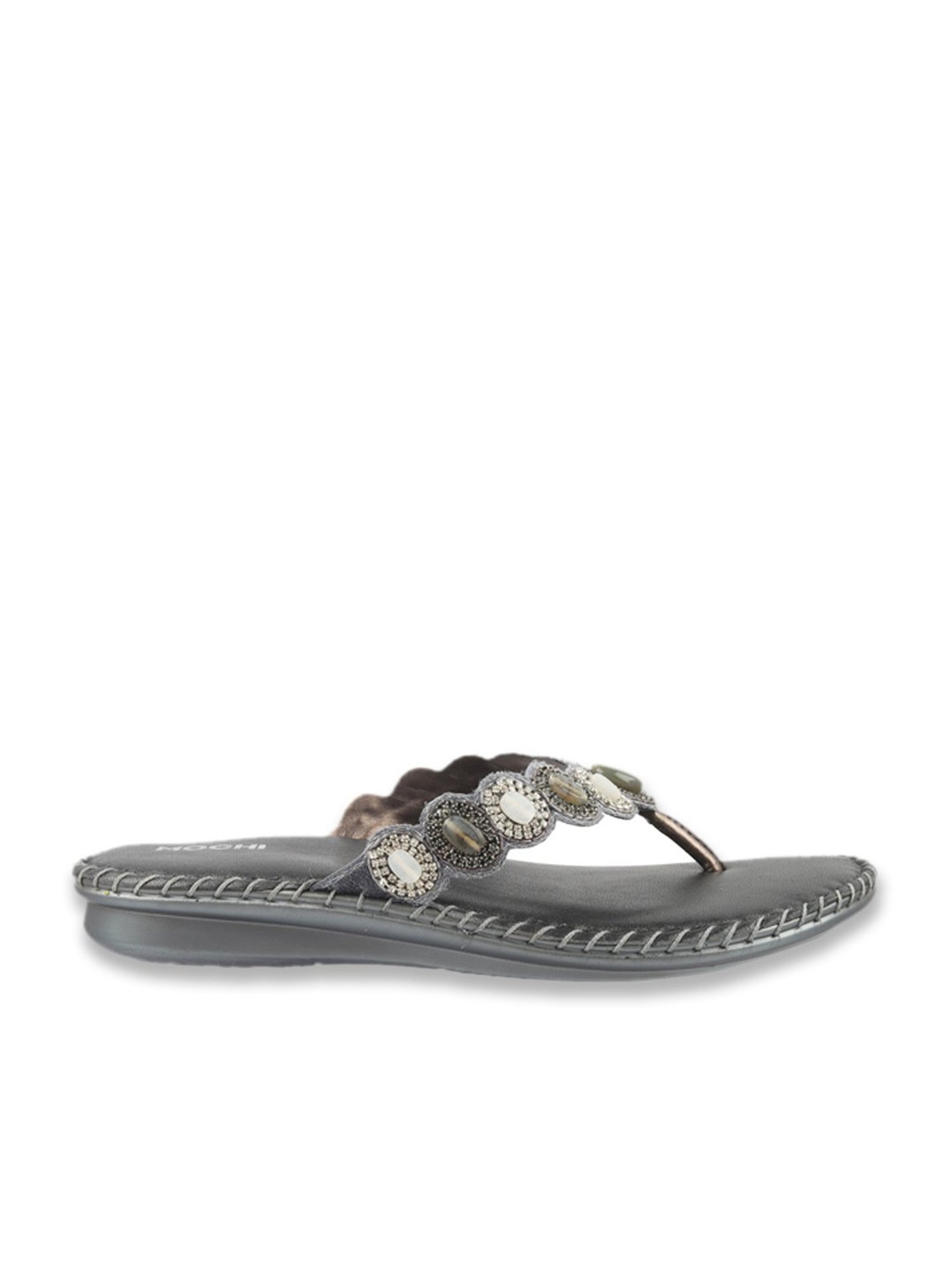 Mochi Women's Grey Thong Sandals