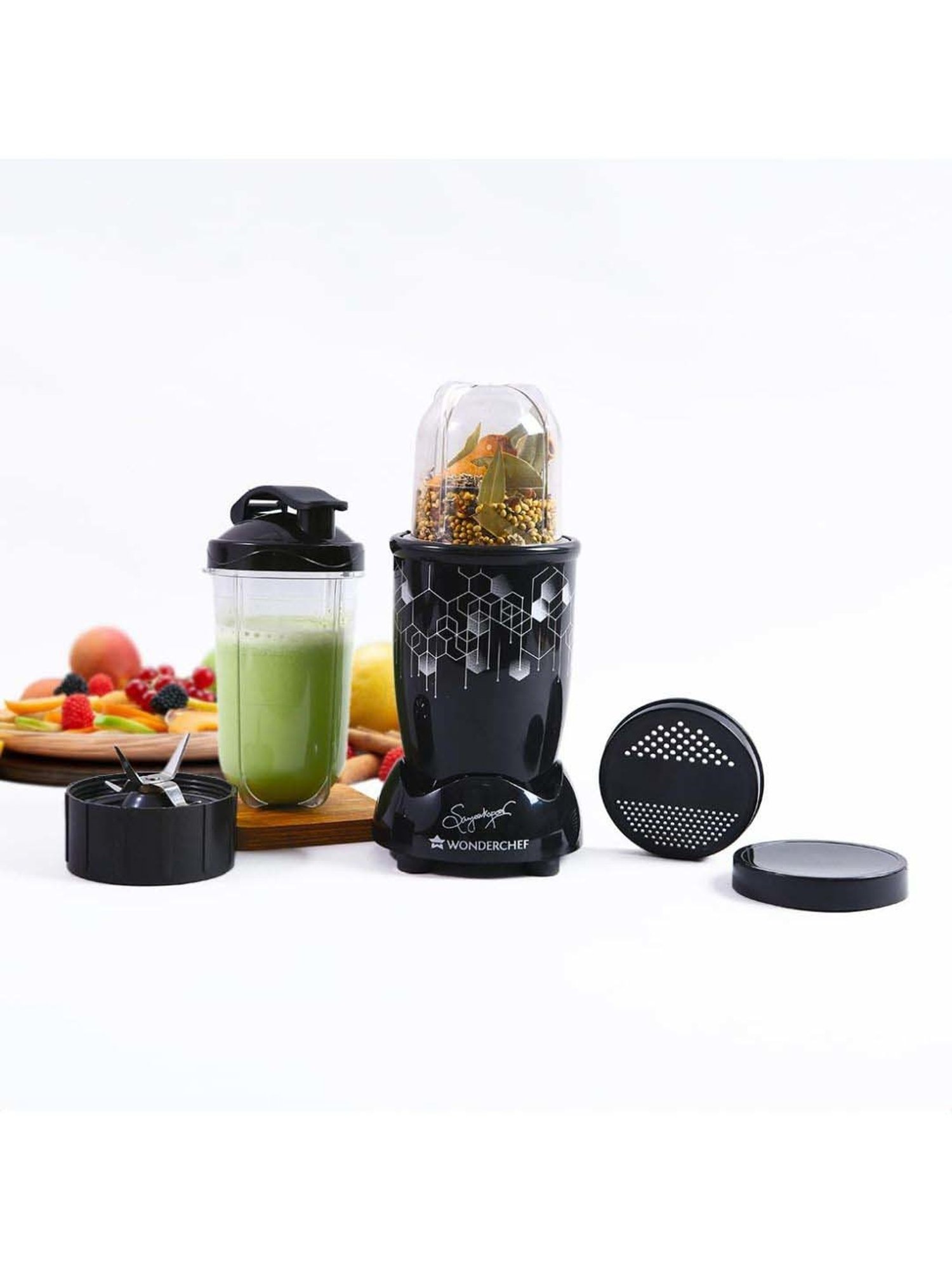 Wonderchef Nutri Blend Photon 400W Mixer- Grinder with 2 Unbreakable Jars & Sipper Lid (Black)