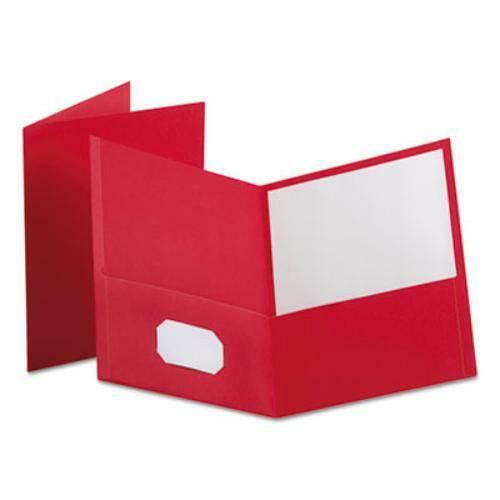 Cardinal Brands 57581EE Leatherette Two Pocket Portfolio, 8 1/2" X 11", Red, 100