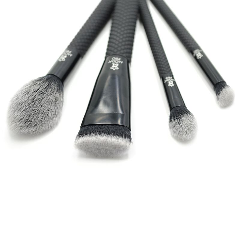 MODA Brush Pro 5pc Sculpt & Glow Black Makeup Brush Set with Zip Case, Includes - Radiance, Sculpt, Glow and Precision Angle Brushes
