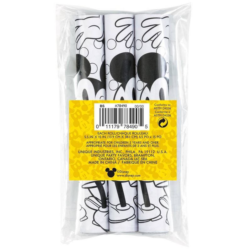 Mickey Mouse & Friends 3ct Coloring Rolls with Crayons Party Favors