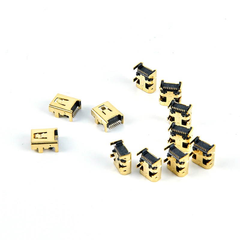 10pcs Mini USB 8 Pin Female Jack Pcb Smt Socket Connector Welding Female Jack 8P Gold Plated Connector Plug Whosesale